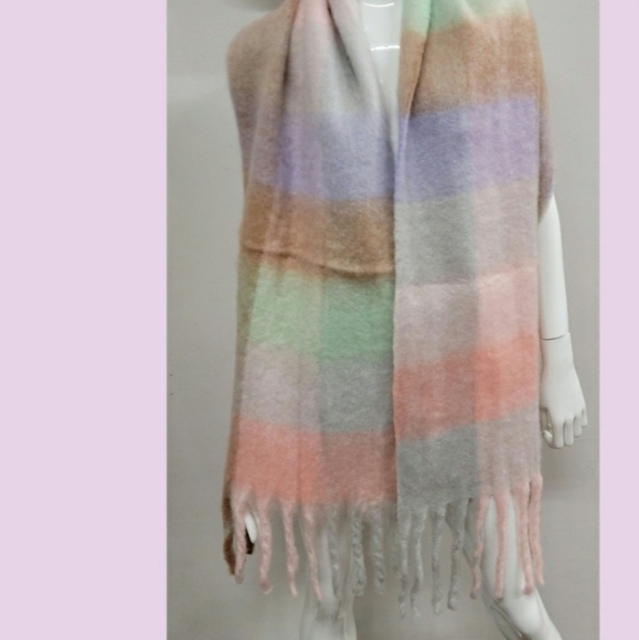 Marcus Adler Oversized Long Winter Fringe Scarf Blush new - Picture 6 of 6